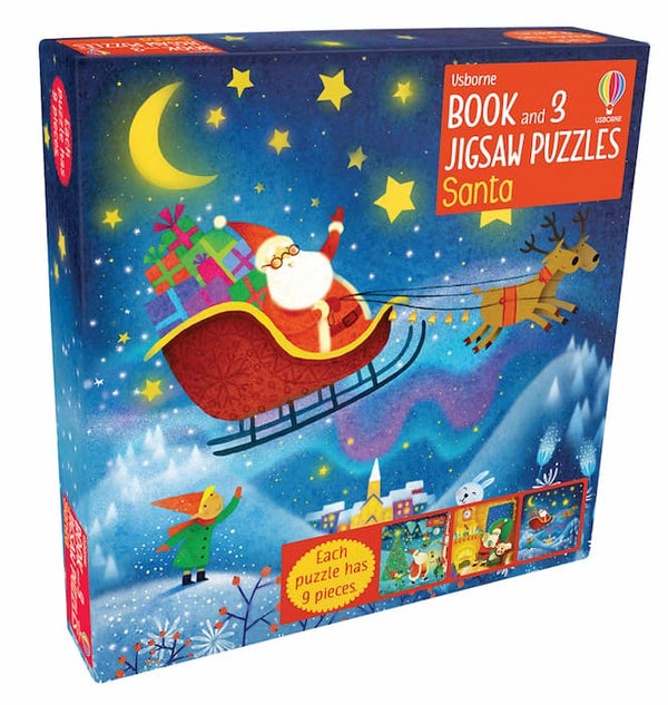 Usborne Book and 3 Jigsaws Santa